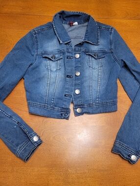 H&M Cropped Blue Denim Jacket | XS